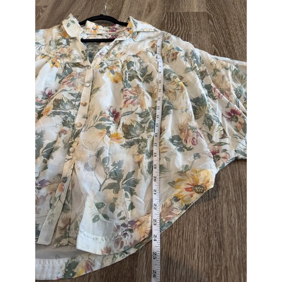Anthropologie Pilcro Batwing Yoke Blouse Ivory Floral Combo Size Medium - Picture 8 of 10
